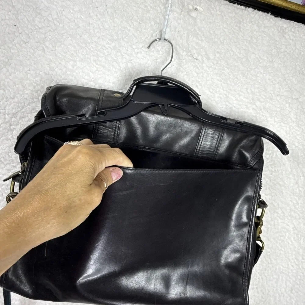 (B7) Tumi Dakota Briefcase Mens Large Black Leather Satchel Messenger Bag